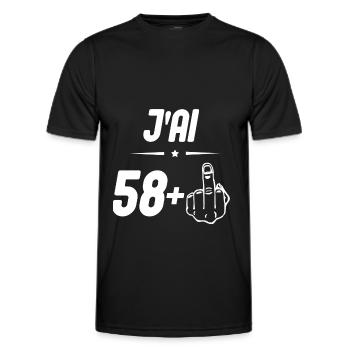 j ai 58 + doigt d honneur - T-shirt sport Homme - noir - Devant - AI Model Male 178 dark (178cm)