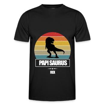 PAPI SAURUS REX - SUNSET - RETRO - T-shirt sport Homme - noir - Devant - AI Model Male 178 dark (178cm)