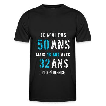 pas 50 ans mais 18 ans humour homme - T-shirt sport Homme - noir - Devant - AI Model Male 178 dark (178cm)