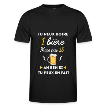 tu peux boire 1 bière mais pas 15 - T-shirt sport Homme - noir - Devant - AI Model Male 178 dark (178cm)