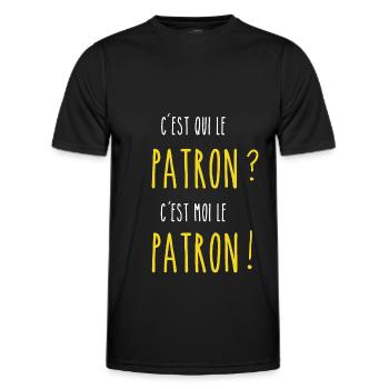 c est qui le patron c est moi jaune - T-shirt sport Homme - noir - Devant - AI Model Male 178 dark (178cm)