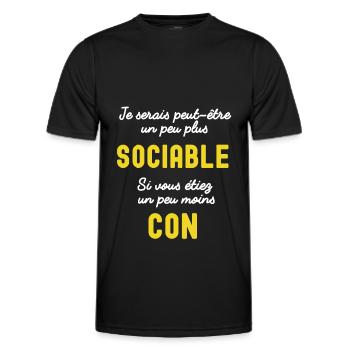 je serais un peu plus sociable jaune - T-shirt sport Homme - noir - Devant - AI Model Male 178 dark (178cm)
