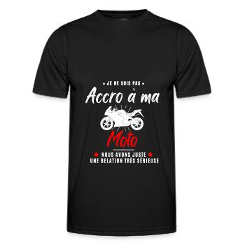 je ne suis pas accro Moto - T-shirt sport Homme - noir - Devant - AI Model Male 178 dark (178cm)