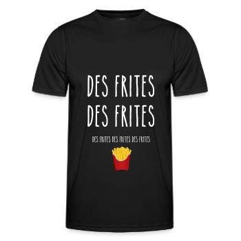 des frites des frites des frites - T-shirt sport Homme - noir - Devant - AI Model Male 178 dark (178cm)