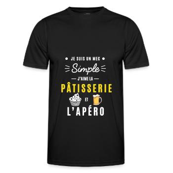mec simple Pâtisserie et apéro - T-shirt sport Homme - noir - Devant - AI Model Male 178 dark (178cm)