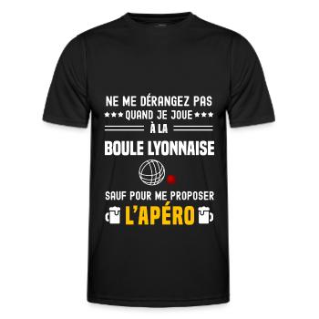 boule lyonnaise ne dérangez pas sauf apéro - T-shirt sport Homme - noir - Devant - AI Model Male 178 dark (178cm)