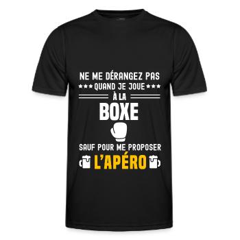 boxe gants ne dérangez pas sauf apéro - T-shirt sport Homme - noir - Devant - AI Model Male 178 dark (178cm)