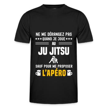 ju jitsu ne dérangez pas sauf apéro - T-shirt sport Homme - noir - Devant - AI Model Male 178 dark (178cm)