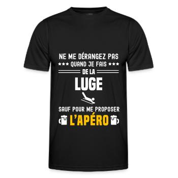 luge ne dérangez pas sauf apéro - T-shirt sport Homme - noir - Devant - AI Model Male 178 dark (178cm)