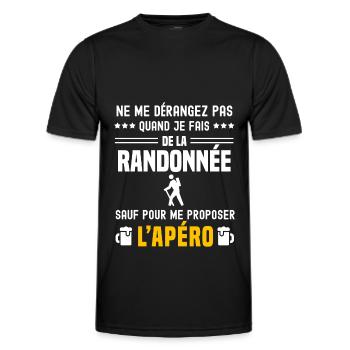 randonnée ne dérangez pas sauf apéro - T-shirt sport Homme - noir - Devant - AI Model Male 178 dark (178cm)