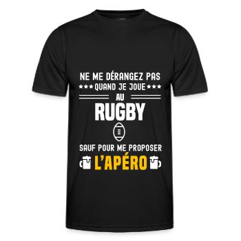 rugby ballon ne dérangez pas sauf apéro - T-shirt sport Homme - noir - Devant - AI Model Male 178 dark (178cm)