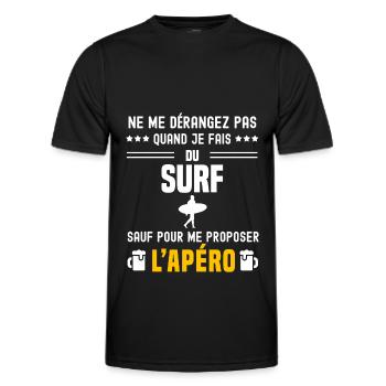surf surfeur ne dérangez pas sauf apéro - T-shirt sport Homme - noir - Devant - AI Model Male 178 dark (178cm)
