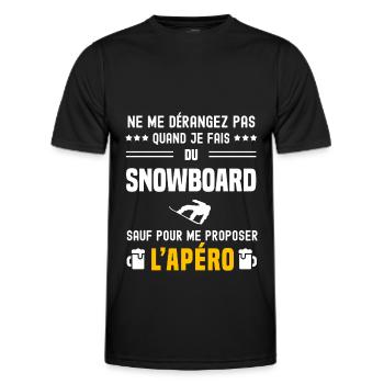 snowboard ne dérangez pas sauf apéro - T-shirt sport Homme - noir - Devant - AI Model Male 178 dark (178cm)