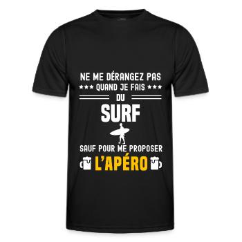 surf ne dérangez pas sauf apéro - T-shirt sport Homme - noir - Devant - AI Model Male 178 dark (178cm)