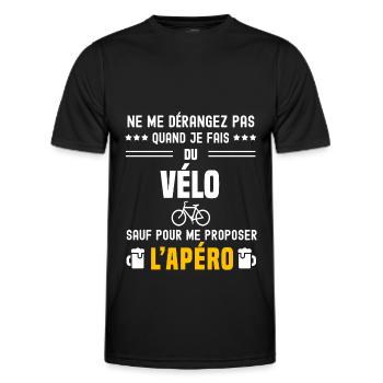 vélo ne dérangez pas sauf apéro - T-shirt sport Homme - noir - Devant - AI Model Male 178 dark (178cm)