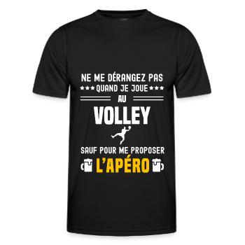 volley volleyball ne dérangez pas sauf apéro - T-shirt sport Homme - noir - Devant - AI Model Male 178 dark (178cm)
