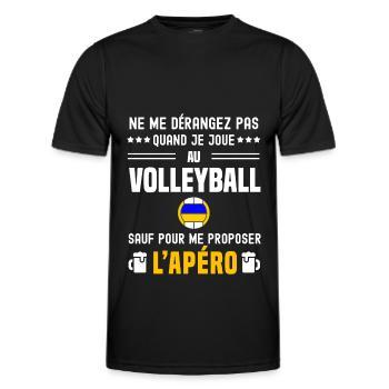 volleyball ne dérangez pas sauf apéro - T-shirt sport Homme - noir - Devant - AI Model Male 178 dark (178cm)