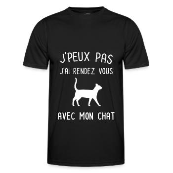 Je peux pas j'ai rendez vous avec mon chat - T-shirt sport Homme - noir - Devant - AI Model Male 178 dark (178cm)