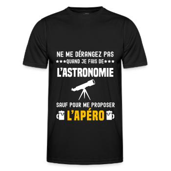 astronomie telescope ne dérangez pas sauf apéro - T-shirt sport Homme - noir - Devant - AI Model Male 178 dark (178cm)