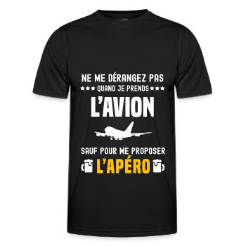 avion ne dérangez pas sauf apéro - T-shirt sport Homme - noir - Devant - AI Model Male 178 dark (178cm)