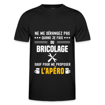 bricolage bricoler ne dérangez pas sauf apéro - T-shirt sport Homme - noir - Devant - AI Model Male 178 dark (178cm)