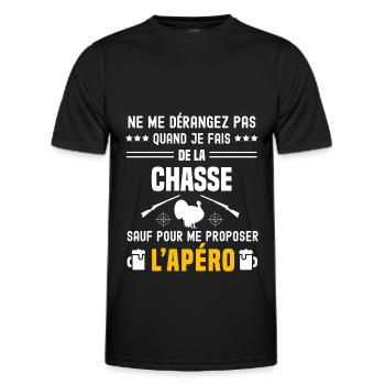chasse au dindon ne dérangez pas sauf apéro - T-shirt sport Homme - noir - Devant - AI Model Male 178 dark (178cm)