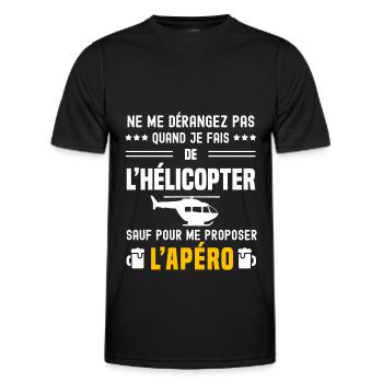 hélicopter ne dérangez pas sauf apéro - T-shirt sport Homme - noir - Devant - AI Model Male 178 dark (178cm)