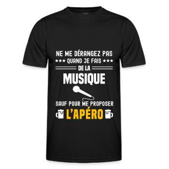 musique micro ne dérangez pas sauf apéro - T-shirt sport Homme - noir - Devant - AI Model Male 178 dark (178cm)