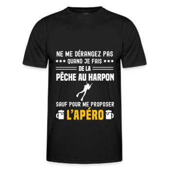 pêche harpon ne dérangez pas sauf apéro - T-shirt sport Homme - noir - Devant - AI Model Male 178 dark (178cm)