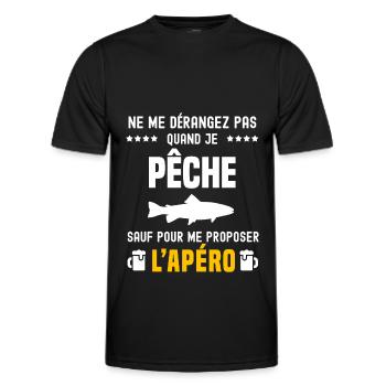 pêche pêcher ne dérangez pas sauf apéro - T-shirt sport Homme - noir - Devant - AI Model Male 178 dark (178cm)