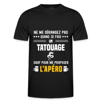 tatouage ne dérangez pas sauf apéro - T-shirt sport Homme - noir - Devant - AI Model Male 178 dark (178cm)