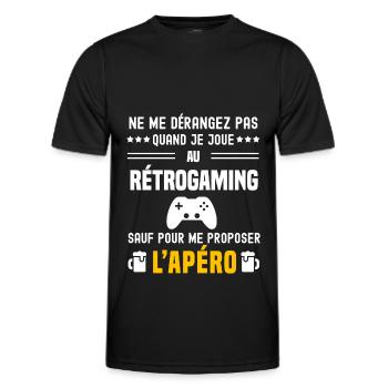 rétrogaming ne dérangez pas sauf apéro - T-shirt sport Homme - noir - Devant - AI Model Male 178 dark (178cm)