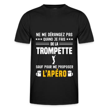 trompette ne dérangez pas sauf apéro - T-shirt sport Homme - noir - Devant - AI Model Male 178 dark (178cm)