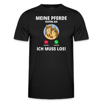 Mes chevaux m’appellent, il faut que j’y aille, propriétaire de chevaux - T-shirt sport Homme - noir - Devant - AI Model Male 178 dark (178cm)