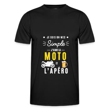 mec simple Moto et apéro - T-shirt sport Homme - noir - Devant - AI Model Male 178 dark (178cm)