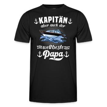 Kapitän Papa Boot Motorboot - Männer Funktions-T-Shirt - Schwarz - Vorne - AI Model Male 178 dark (178cm)