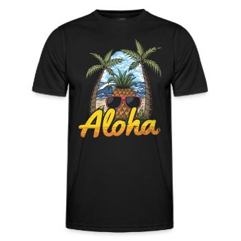 Aloha Pineapple And Pine Tree Design For The Beach - Men's Functional T-Shirt - black - Front - AI Model Male 178 dark (178cm)