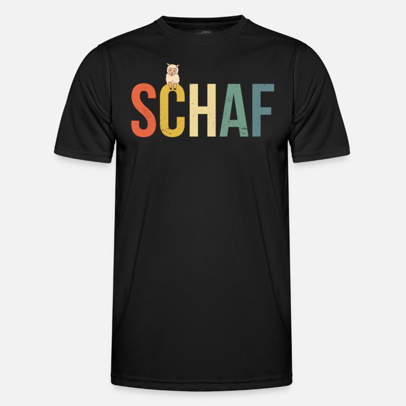 Retro Schaf Design, Schafe - Männer Funktions-T-Shirt - Schwarz