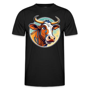 Crazy cute bull - Men's Functional T-Shirt - black - Front - AI Model Male 178 dark (178cm)
