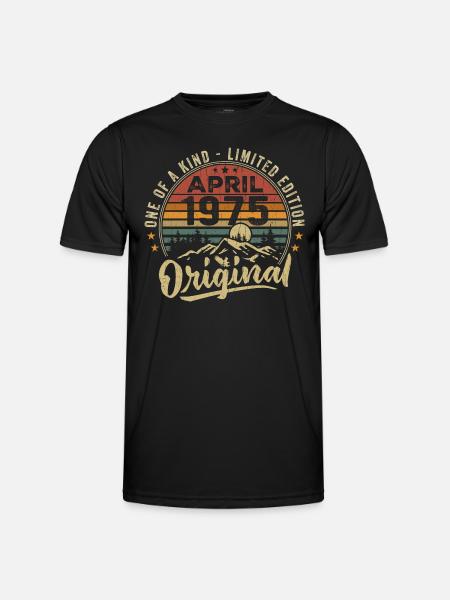 April 1975 Vintage 1975 Birthday Gift - Men's Functional T-Shirt - black