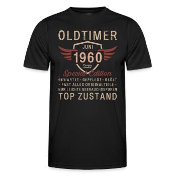 65. Geburtstag Oldtimer Juni Jahrgang 1960 - Männer Funktions-T-Shirt - Schwarz - Vorne - AI Model Male 178 dark (178cm)