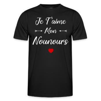 je t'aime mon Nounours - T-shirt sport Homme - noir - Devant - AI Model Male 178 dark (178cm)