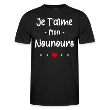 je t'aime mon Nounours - T-shirt sport Homme - noir - Devant - AI Model Male 178 dark (178cm)
