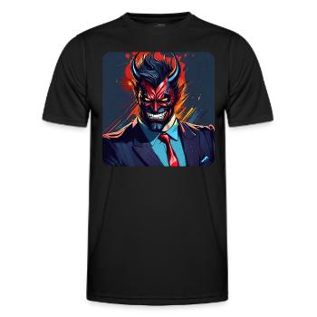Elegant devil with suit and tie - Men's Functional T-Shirt - black - Front - AI Model Male 178 dark (178cm)
