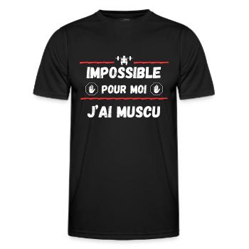 impossible pour moi, j'ai muscu - T-shirt sport Homme - noir - Devant - AI Model Male 178 dark (178cm)