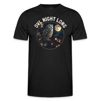 Owl Night Long Night Owl Owl Night Service - Men's Functional T-Shirt - black - Front - AI Model Male 178 dark (178cm)