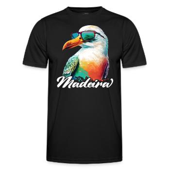 Madeira Urlaub coole bunte Möwe mit Sonnenbrille - Männer Funktions-T-Shirt - Schwarz - Vorne - AI Model Male 178 dark (178cm)