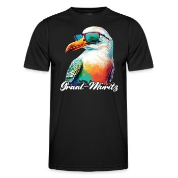 Graal Müritz vacances mouette fraîche avec lunettes de soleil - T-shirt sport Homme - noir - Devant - AI Model Male 178 dark (178cm)