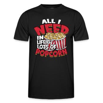 popcorn kino geschenk geschenkidee film mais filma - Männer Funktions-T-Shirt - Schwarz - Vorne - AI Model Male 178 dark (178cm)