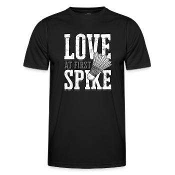 Love with the first spike spiking badminton player - Men's Functional T-Shirt - black - Front - AI Model Male 178 dark (178cm)